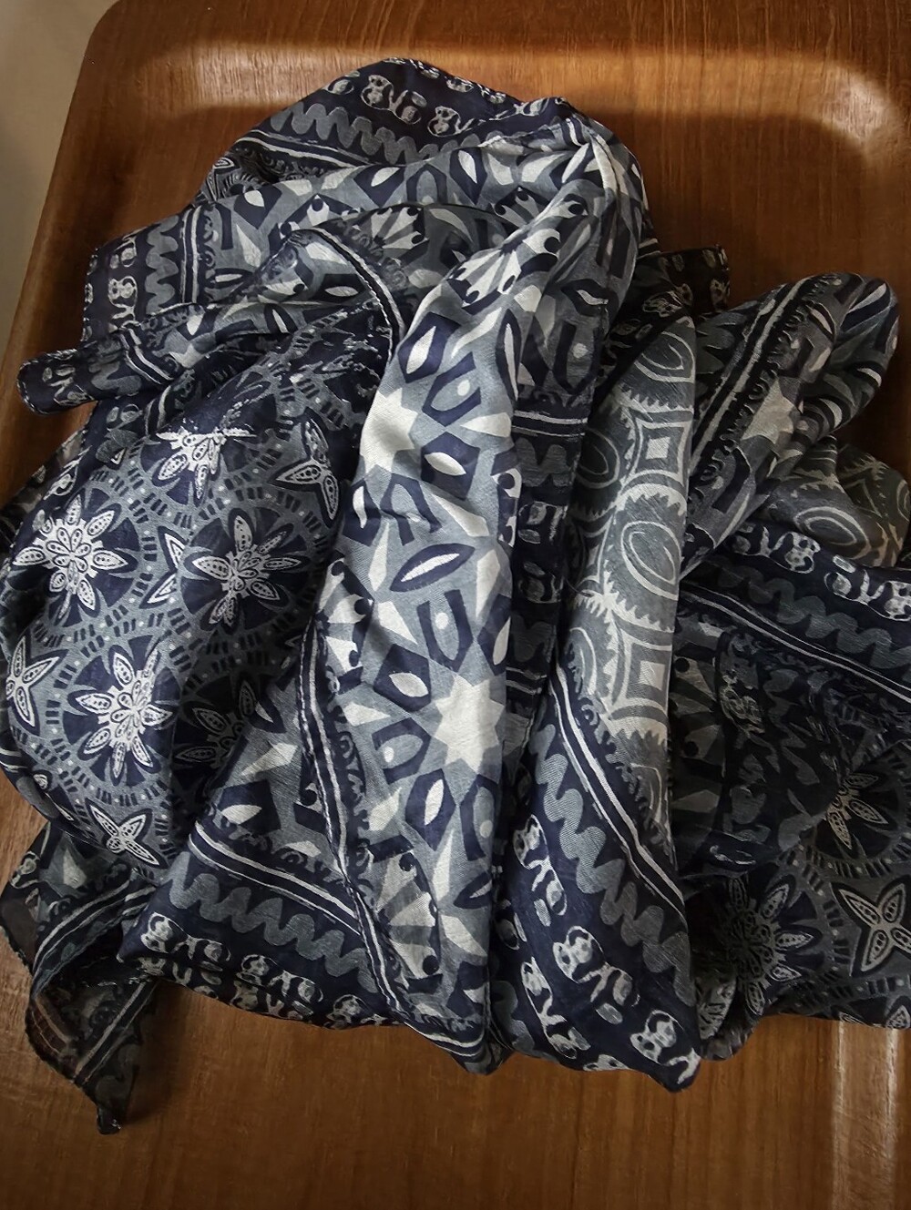Beautiful Silk Scarf, Vintage Extra Large Wrap, All the Blues.